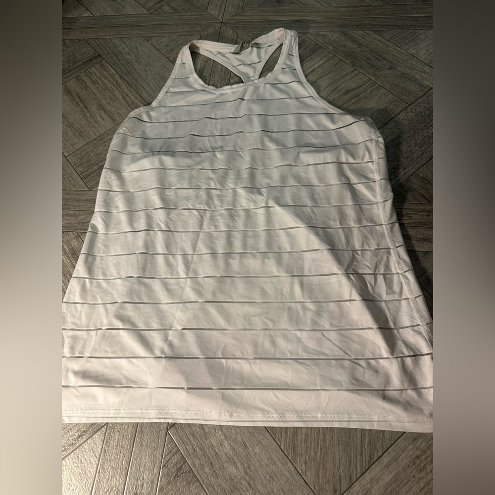 Athleta White Striped Tank Top